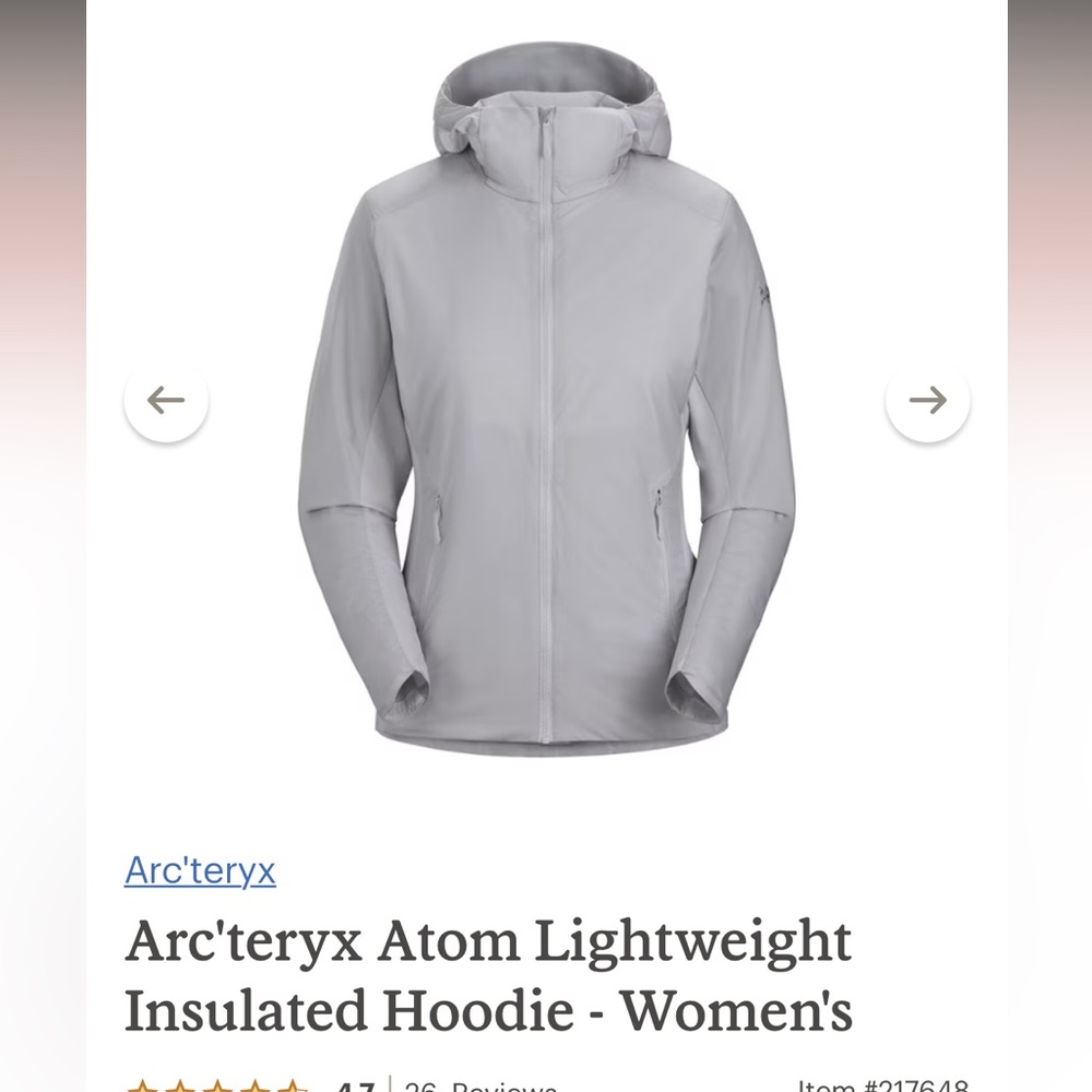 Arc'teryx Atom Lightweight Insulated Hoodie - Women's size M